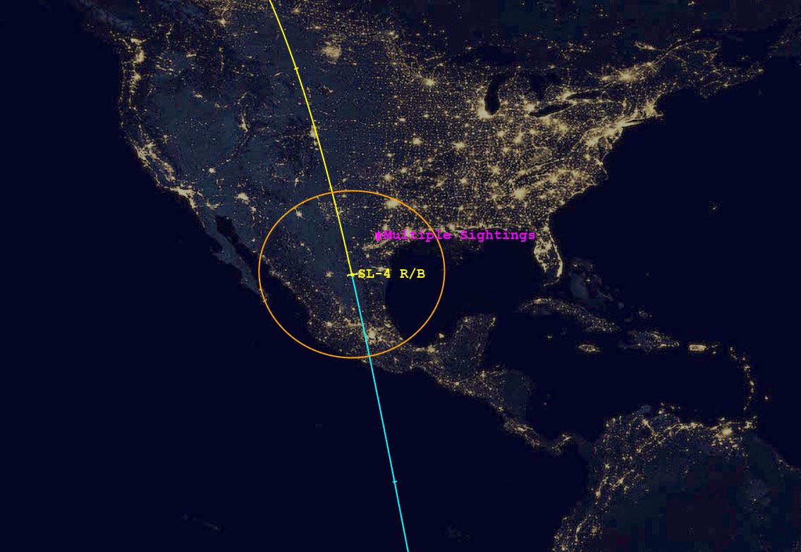 SL-4 Rocket Body (ID 44799) Reentry Sighting Image