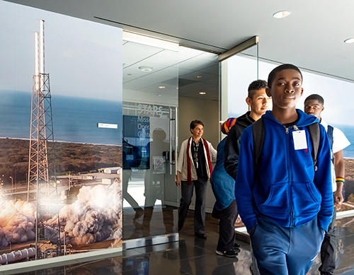 Students walking out of STARS facility