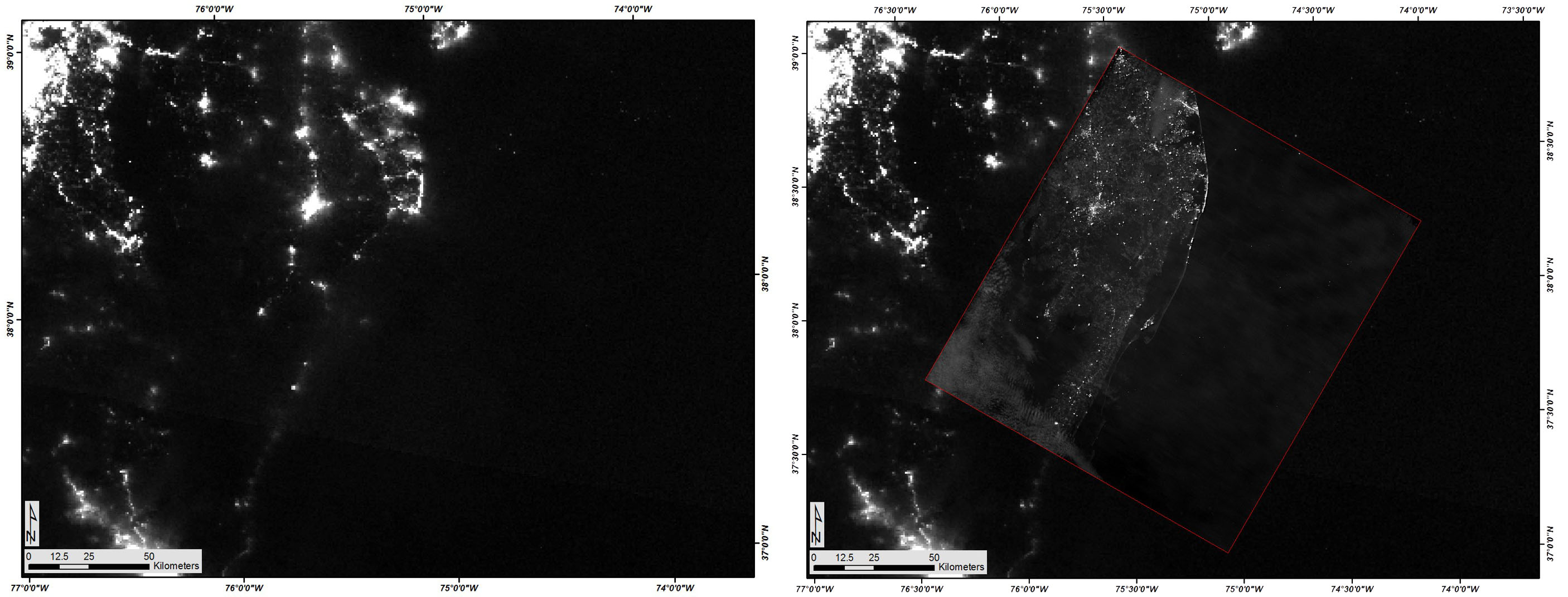 VIIRS and NIRAC overlay of Wallops Island