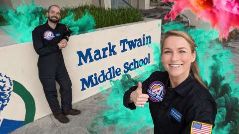 Picture of Aerospace employees at a school visit