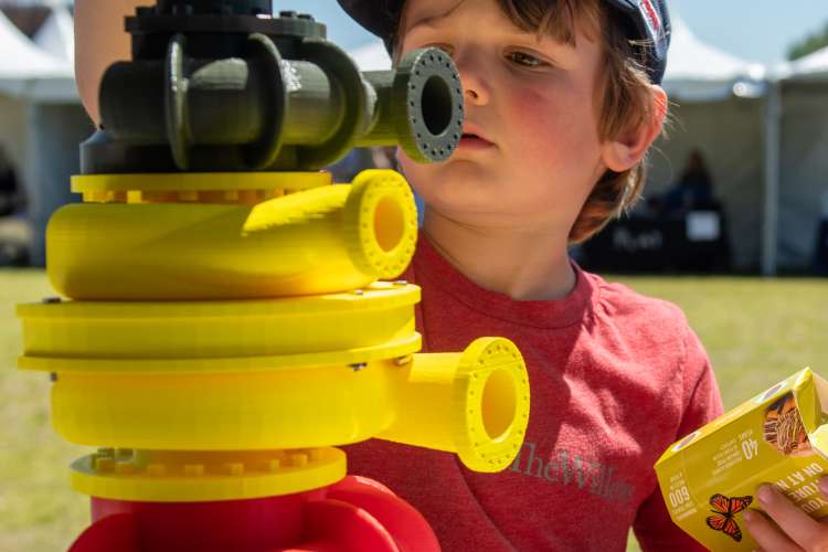 Child playing with toy.